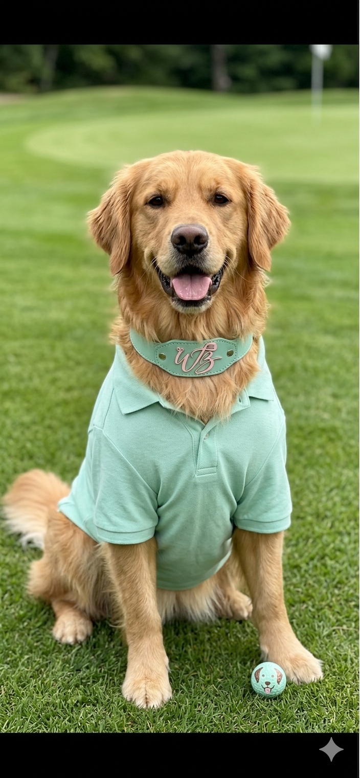 Golden retriever wearing a WormBurner collar